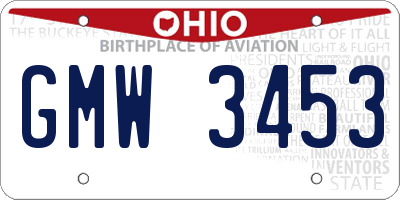 OH license plate GMW3453
