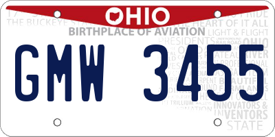 OH license plate GMW3455