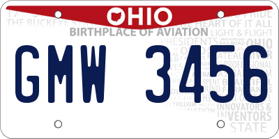 OH license plate GMW3456
