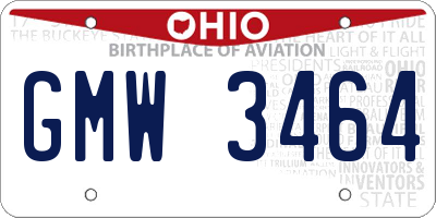 OH license plate GMW3464