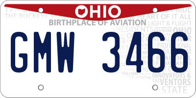 OH license plate GMW3466