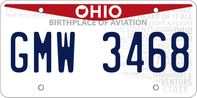 OH license plate GMW3468