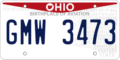 OH license plate GMW3473