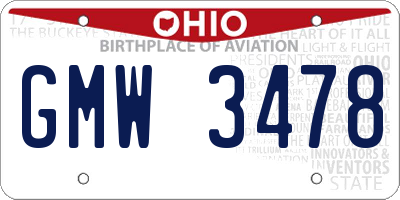 OH license plate GMW3478
