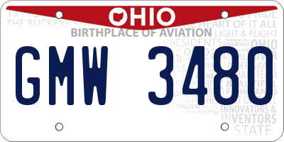 OH license plate GMW3480