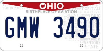 OH license plate GMW3490