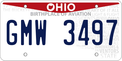 OH license plate GMW3497