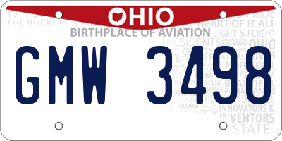 OH license plate GMW3498