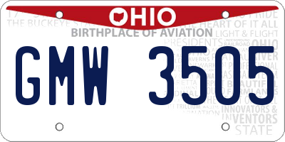 OH license plate GMW3505