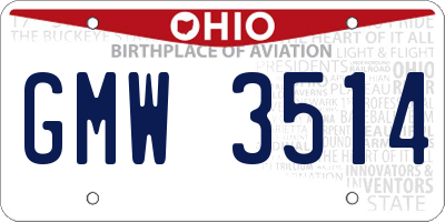OH license plate GMW3514
