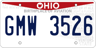 OH license plate GMW3526