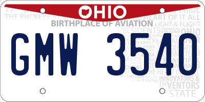 OH license plate GMW3540