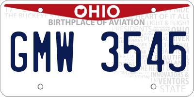 OH license plate GMW3545