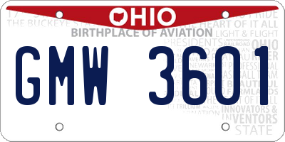 OH license plate GMW3601