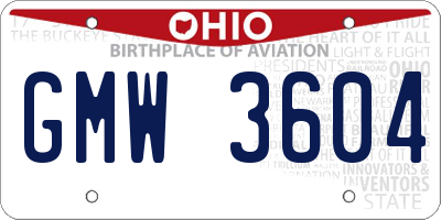 OH license plate GMW3604