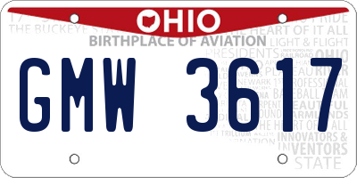 OH license plate GMW3617