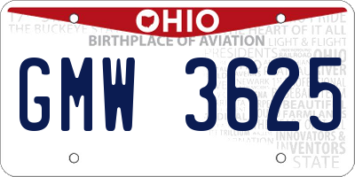 OH license plate GMW3625