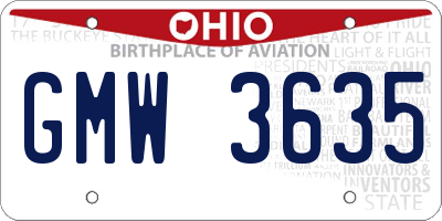 OH license plate GMW3635