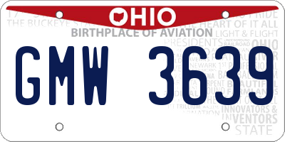 OH license plate GMW3639