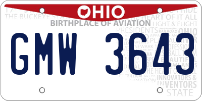 OH license plate GMW3643