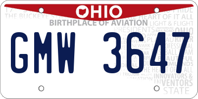 OH license plate GMW3647