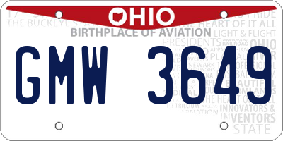 OH license plate GMW3649