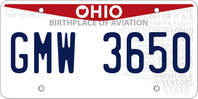 OH license plate GMW3650