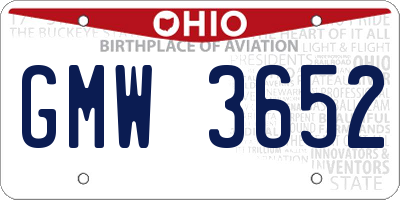 OH license plate GMW3652