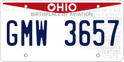 OH license plate GMW3657