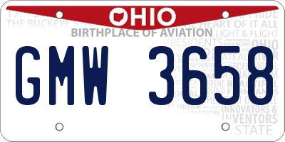 OH license plate GMW3658