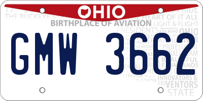 OH license plate GMW3662
