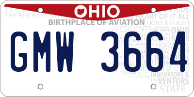 OH license plate GMW3664