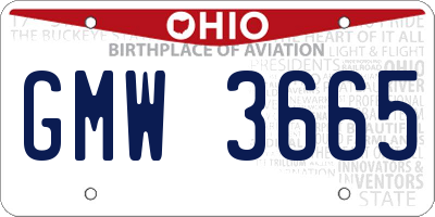 OH license plate GMW3665