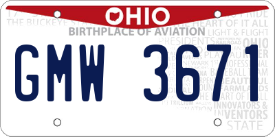 OH license plate GMW3671