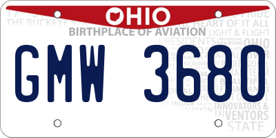 OH license plate GMW3680