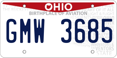 OH license plate GMW3685