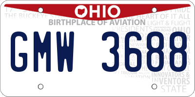 OH license plate GMW3688
