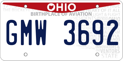 OH license plate GMW3692