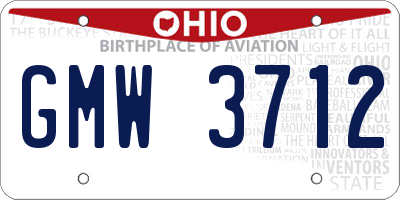OH license plate GMW3712