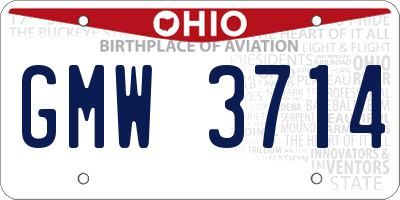 OH license plate GMW3714
