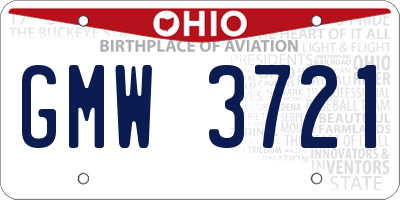 OH license plate GMW3721