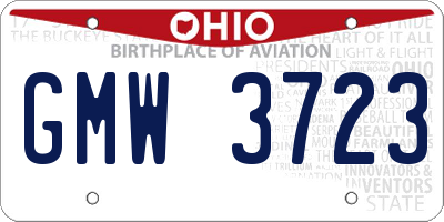 OH license plate GMW3723