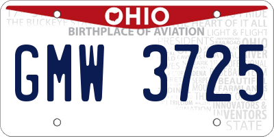 OH license plate GMW3725