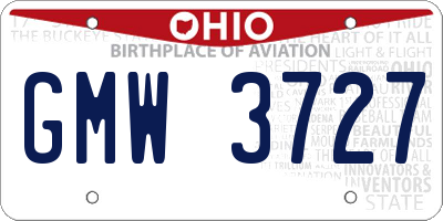 OH license plate GMW3727