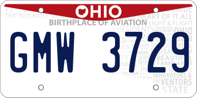 OH license plate GMW3729