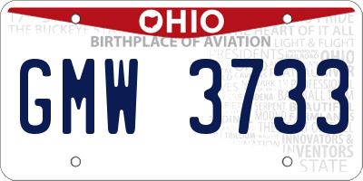 OH license plate GMW3733