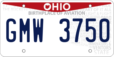 OH license plate GMW3750