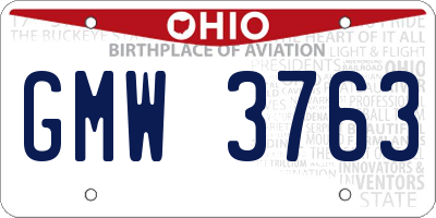 OH license plate GMW3763