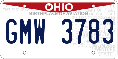OH license plate GMW3783