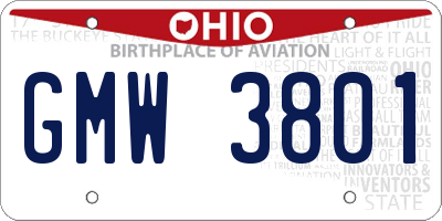 OH license plate GMW3801